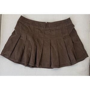 Rita Ora Primark Skirt Womens 14 Brown Corduroy Pleated Mini New